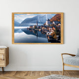 Village on a mountain lake with water reflection — Diamond Painting Kit, product view 3