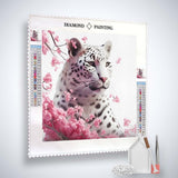 Snow leopard with rose petals — Diamond Painting Kit, product view 2