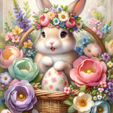 Bunny in flower basket — Diamond Painting Kit design