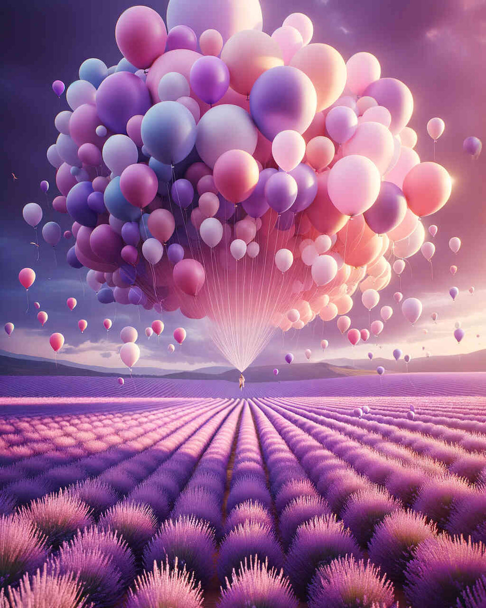 Balloons lavender field — Diamond Painting Kit design