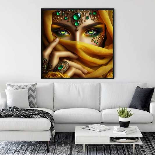 Woman with scarf, yellow — Diamond Painting Kit, product view 2
