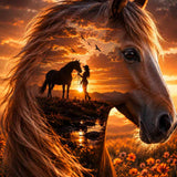 Horse at Golden Sunset — Diamond Painting Kit design