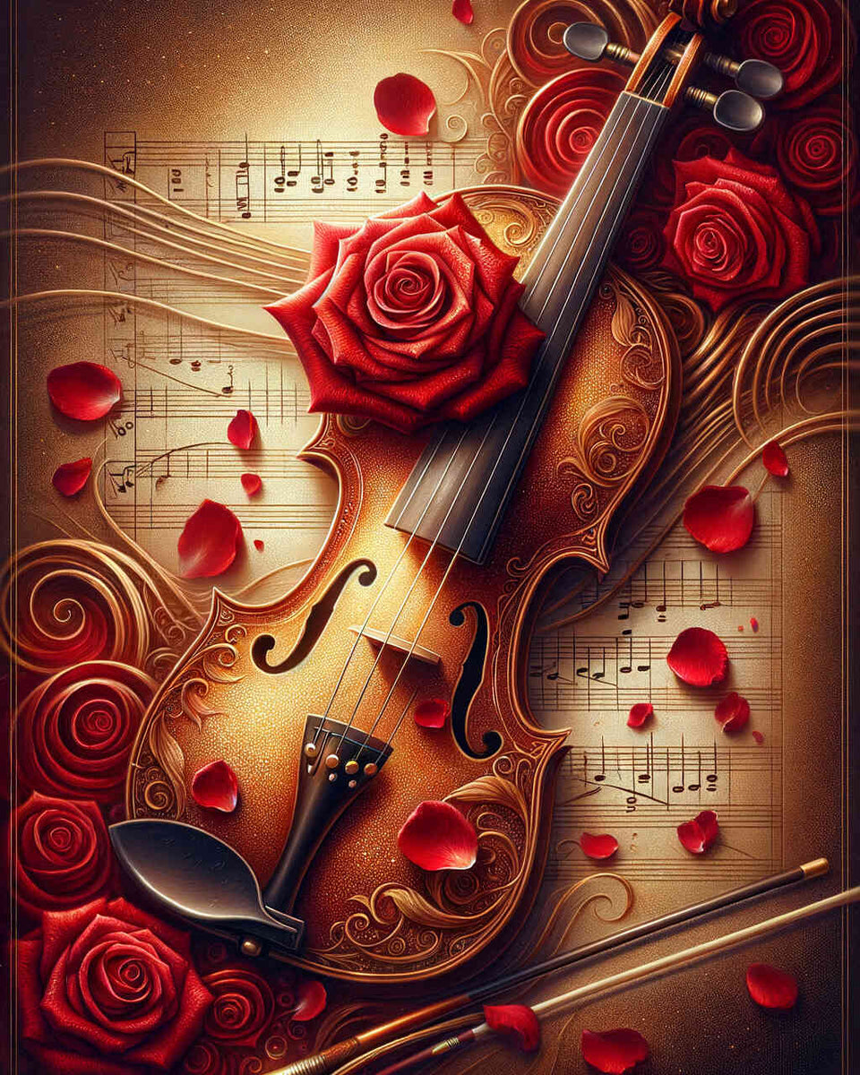Violin with rose — Diamond Painting Kit design