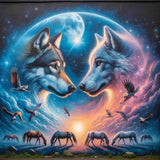 Horses and wolves couples — Diamond Painting Kit design