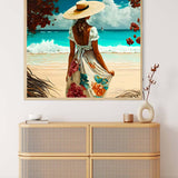 Woman with hat on the beach — Diamond Painting Kit, product view 3