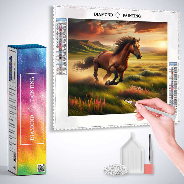 Horse Galloping at Sunset — Diamond Painting Kit, product view 3
