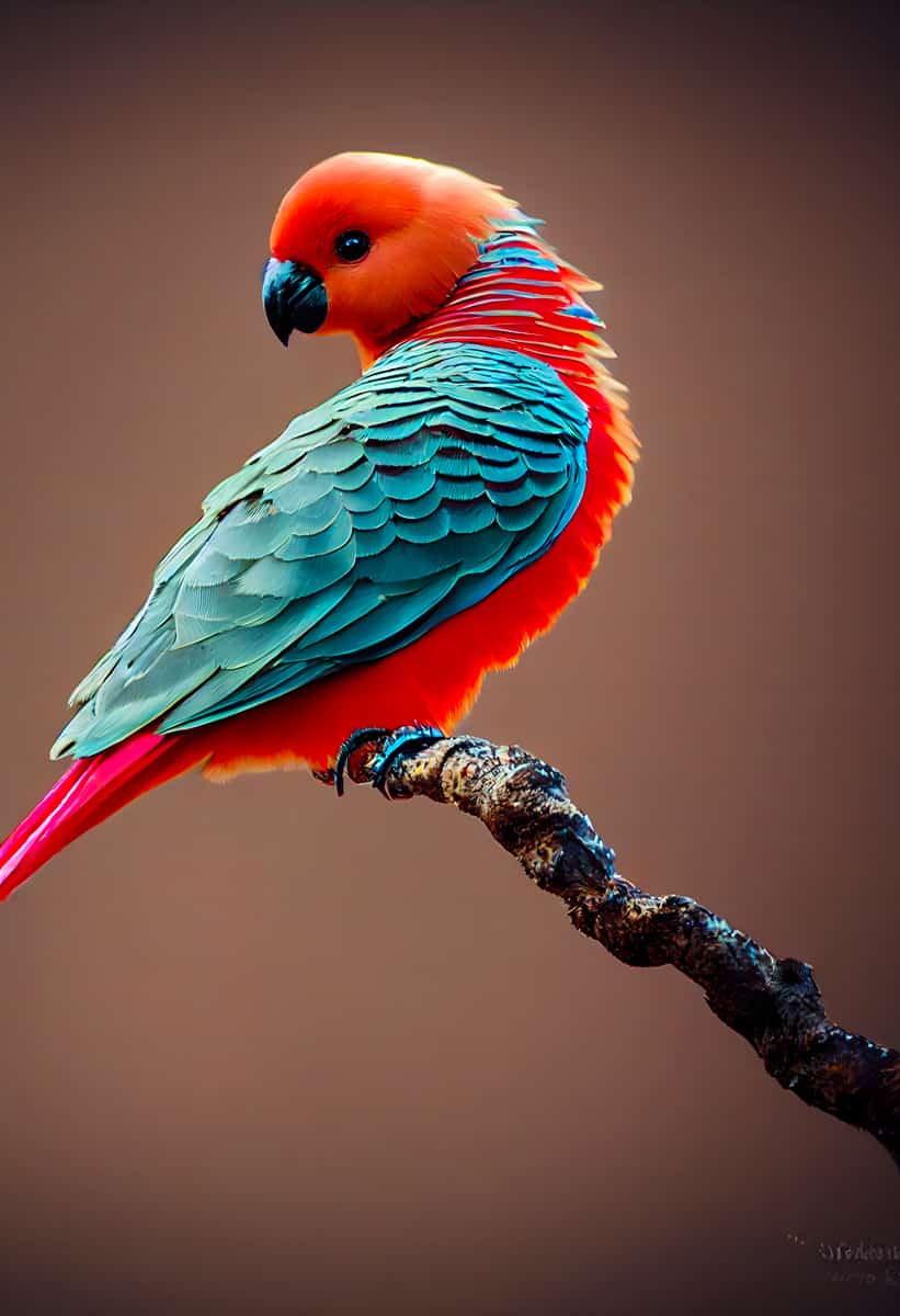 Colorful bird on branch 2 — AB Diamond Painting Kit design
