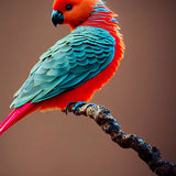 Colorful bird on branch 2 — AB Diamond Painting Kit design