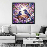 Purple bird with flowers — Diamond Painting Kit, product view 2
