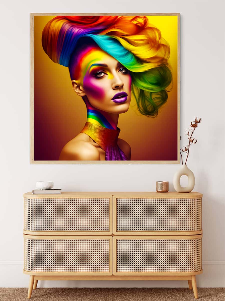 Woman with rainbow hairstyle — AB Diamond Painting Kit, product view 3