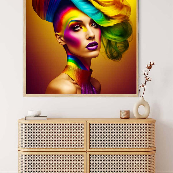 Woman with rainbow hairstyle — AB Diamond Painting Kit, product view 3