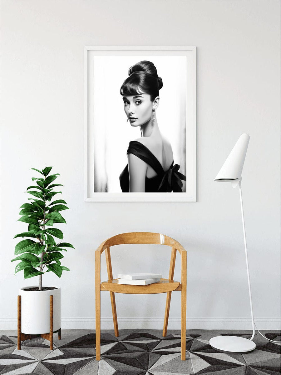 Audrey Hepburn in black and white — Diamond Painting Kit, product view 3