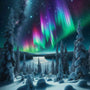 Aurora over the Winter Forest — Diamond Painting Kit design