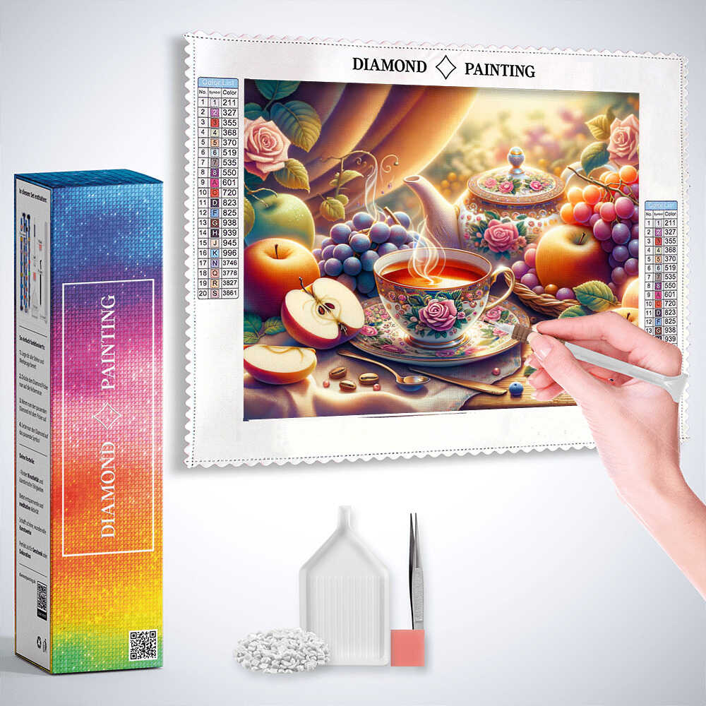 Teacup and Fruit — Diamond Painting Kit, product view 3