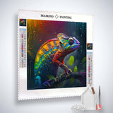 Colorful chameleon in the rain — AB Diamond Painting Kit, product view 2