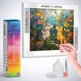 Dogs in a Tropical Flower Garden — Diamond Painting Kit, product view 3