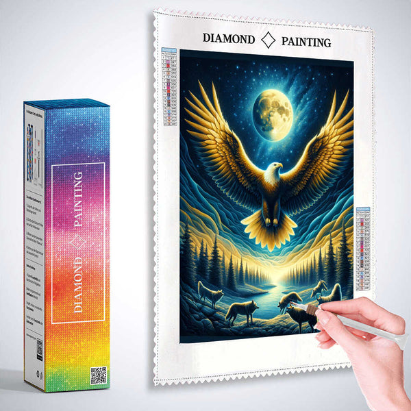 Eagle in the night — Diamond Painting Kit, product view 3