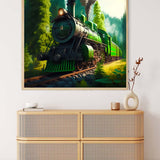 Green train in the forest — Diamond Painting Kit, product view 3