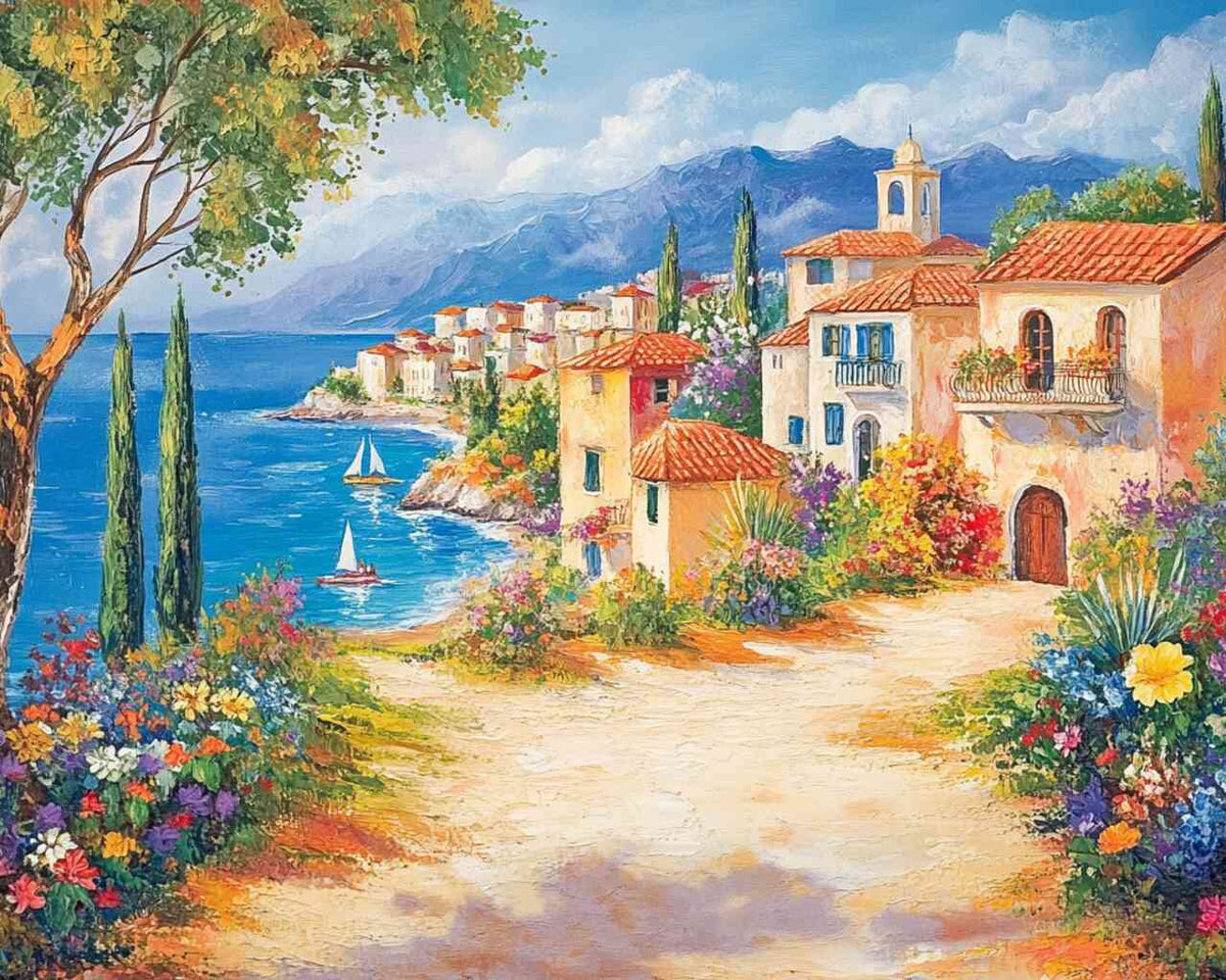 Mediterranean Landscape Idyll — Diamond Painting Kit design