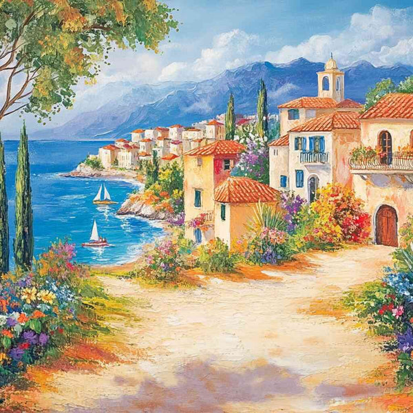 Mediterranean Landscape Idyll — Diamond Painting Kit design