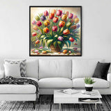 Sunlit Tulips in a Vase — Diamond Painting Kit, product view 2