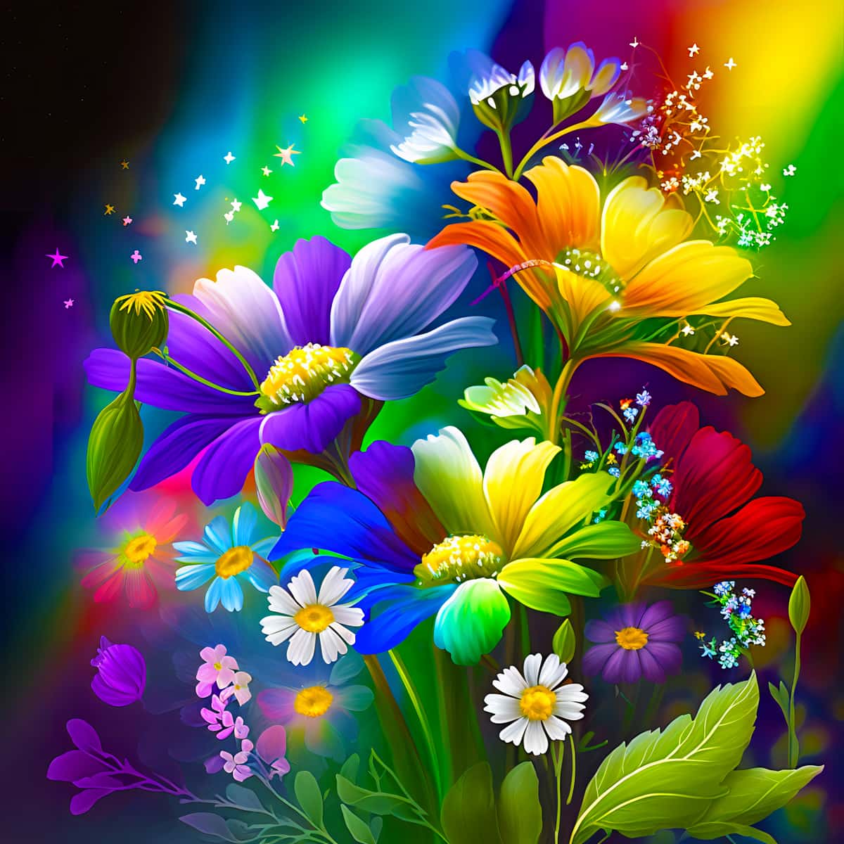 Rainbow Flowers — Diamond Painting Kit design