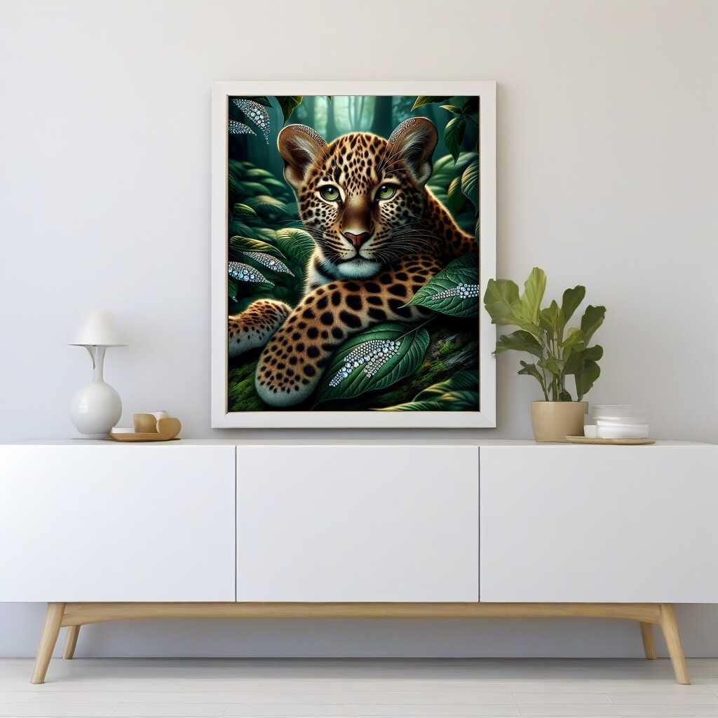 Leopard relaxed — Diamond Painting Kit, product view 2