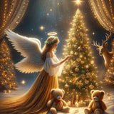 Angel decorating Christmas tree — Diamond Painting Kit design
