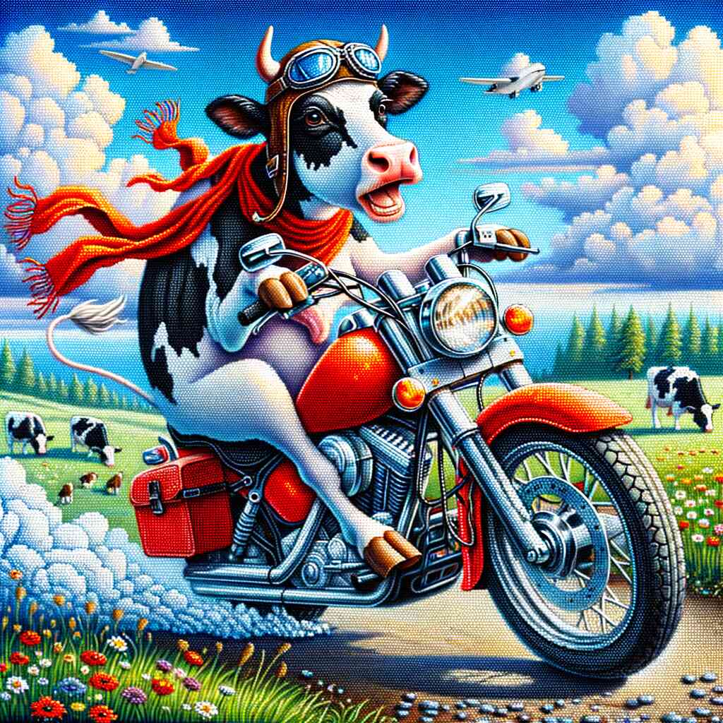 Motorcycle Cow — Diamond Painting Kit design