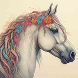 White Horse in a Floral Breeze — Diamond Painting Kit design