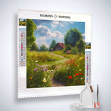 Village idyll on the meadow — Diamond Painting Kit, product view 2