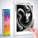 Abstract woman black and white — Diamond Painting Kit, product view 3