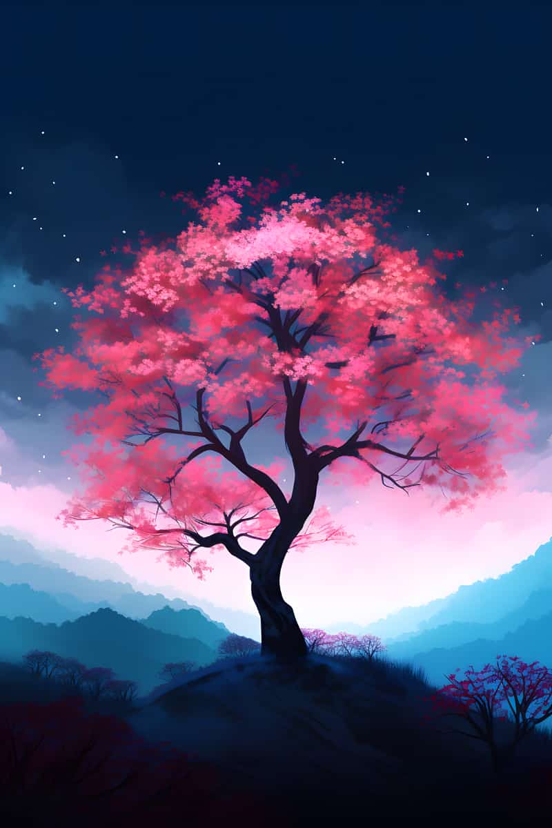 Japanese Tree — Diamond Painting Kit design