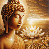 Buddha with white lotus flower — Diamond Painting Kit design