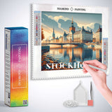 Autumn glow over Stockholm — Diamond Painting Kit, product view 3