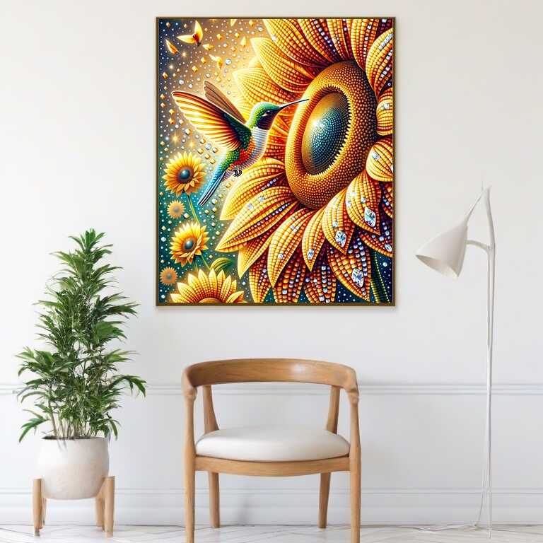 Sunflower Hummingbird — Diamond Painting Kit, product view 2