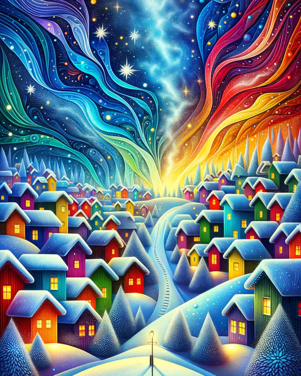 Colorful abstract houses — Diamond Painting Kit design