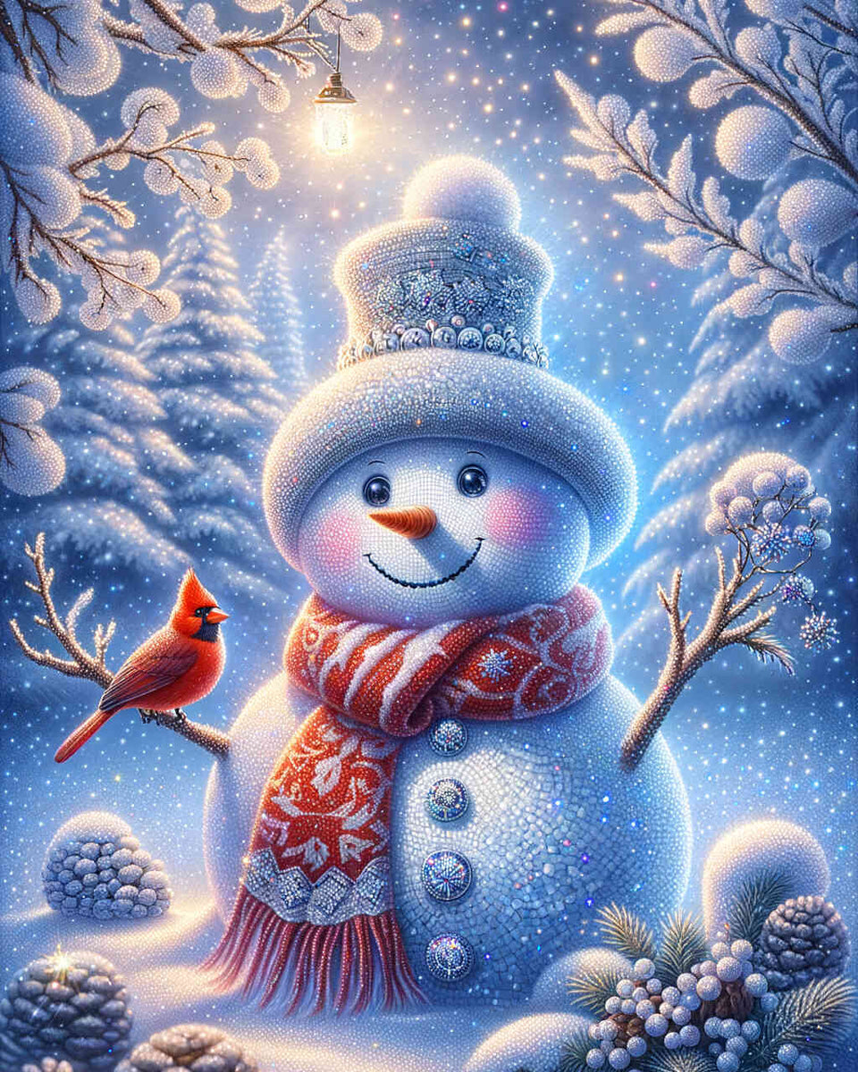 Snowman in a snowfall — Diamond Painting Kit design