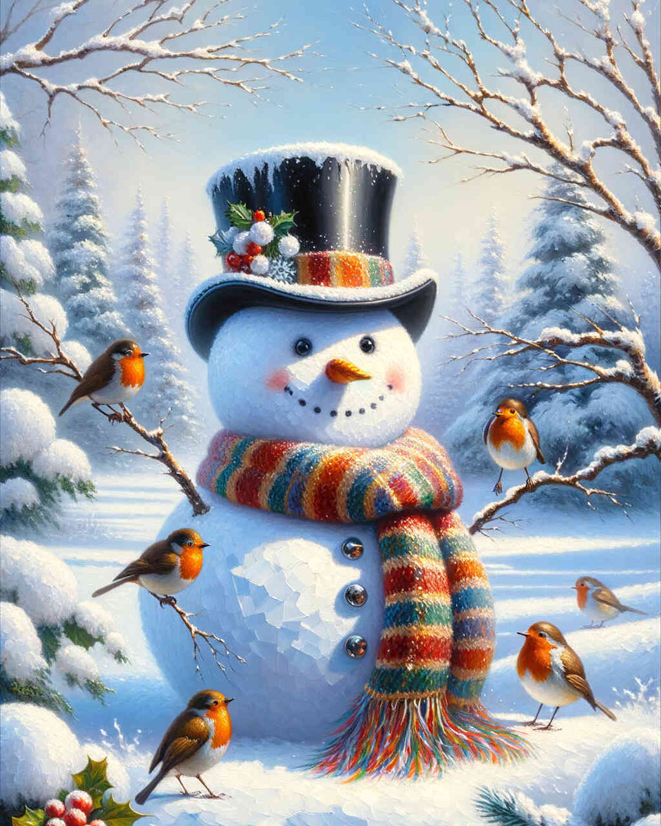Dressed Snowman — Diamond Painting Kit design