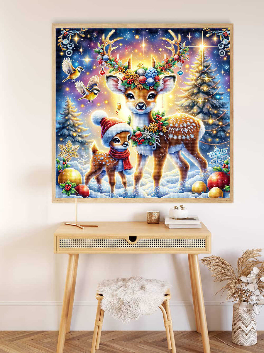 Deer and fawn Christmas — Diamond Painting Kit, product view 2