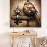 Robin, wooden gate — Diamond Painting Kit, product view 2