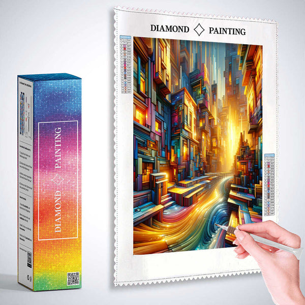 Crooked abstract city — Diamond Painting Kit, product view 3
