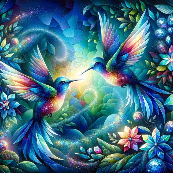Hummingbird in blue and green — Diamond Painting Kit design