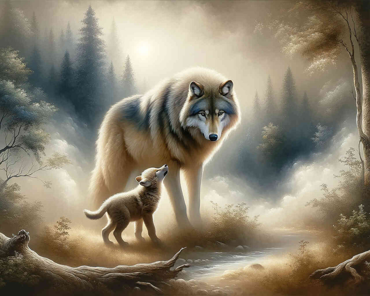 Wolf and Pup — Diamond Painting Kit design