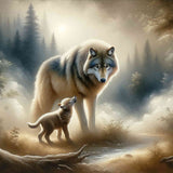 Wolf and Pup — Diamond Painting Kit design