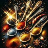 Variety of spices on a spoon — Diamond Painting Kit design