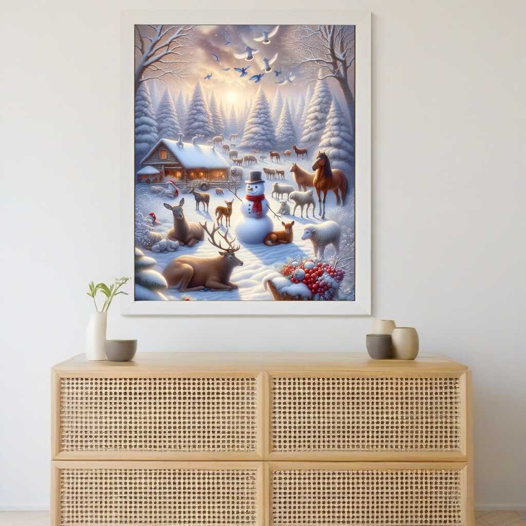 Snowman with animal family — Diamond Painting Kit, product view 2