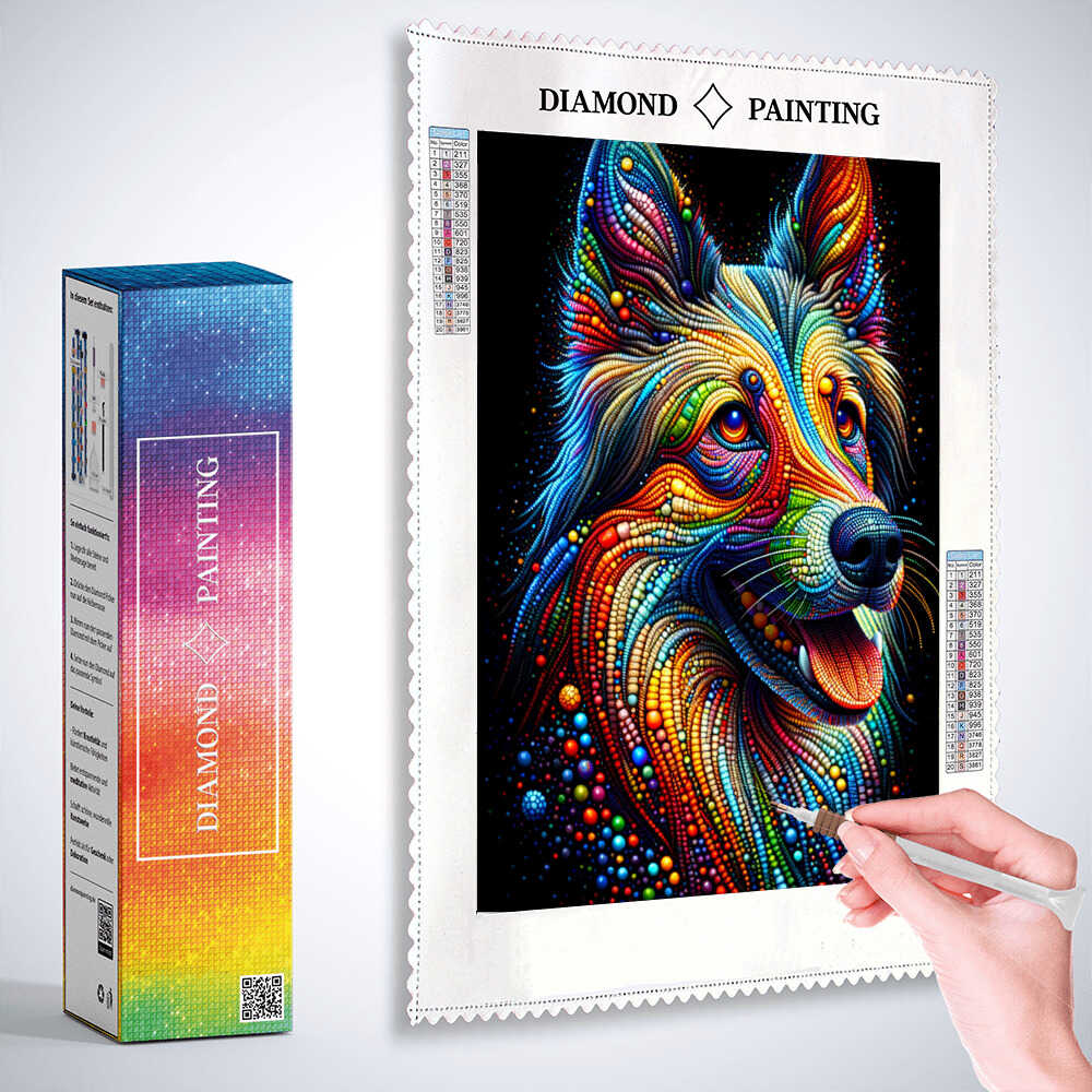 Colorful dog — Diamond Painting Kit, product view 3