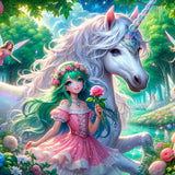 Unicorn with a Girl — Diamond Painting Kit design