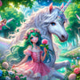 Unicorn with a Girl — Diamond Painting Kit design
